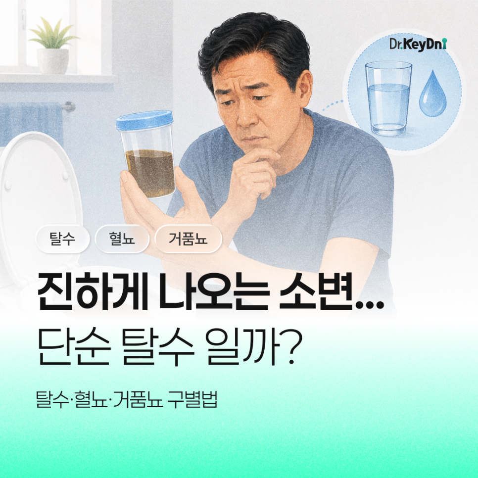 진한 소변, 단순 탈수일까? 탈수·혈뇨·거품뇨 구별법_썸네일