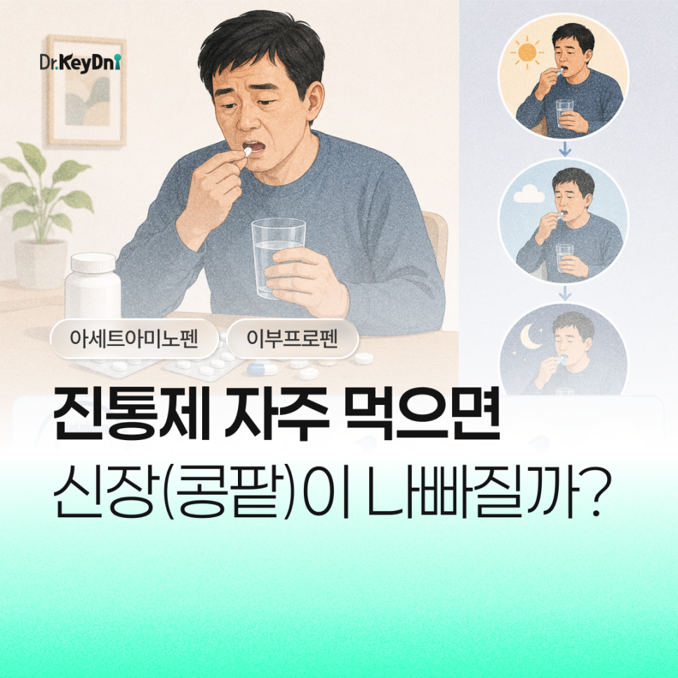 진통제 자주 먹으면 신장(콩팥)이 나빠질까? 아세트아미노펜·이부프로펜 등 소염진통제 차이_썸네일
