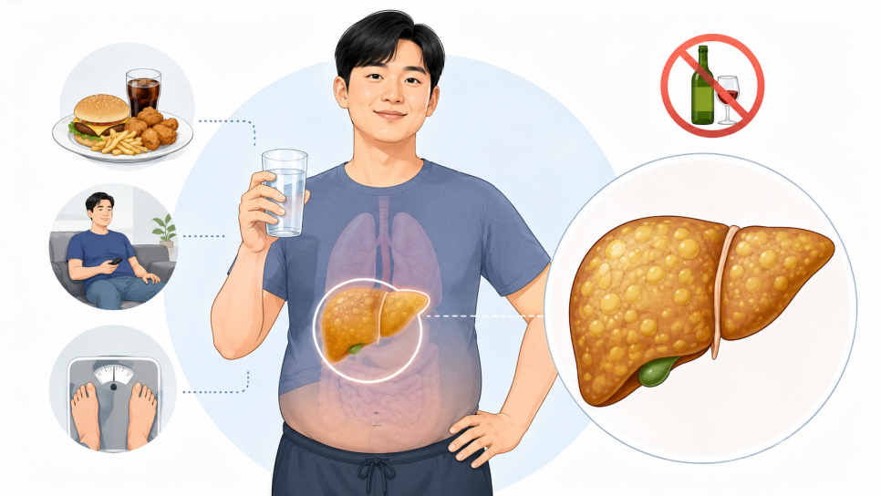 술을 안 마셔도  지방간이 생길 수 있습니다