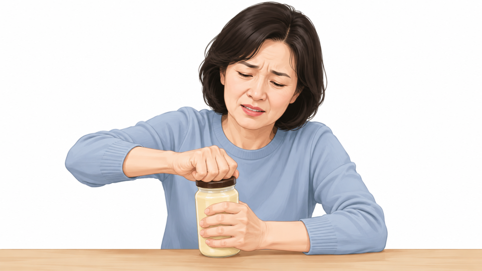 병뚜껑 여는 여성 이미지